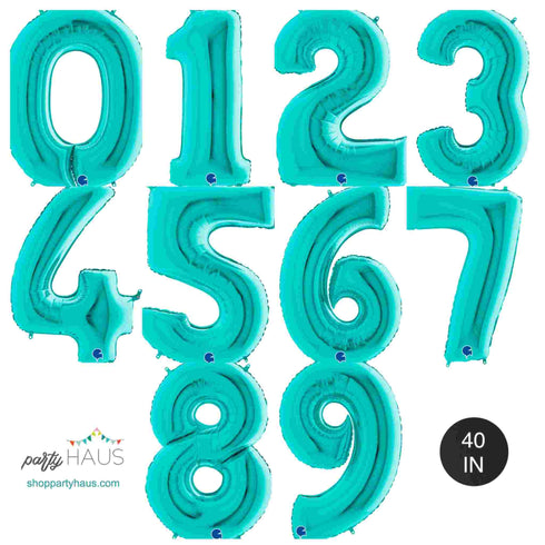 Teal Blue Number 1 Balloons | 40 INCH