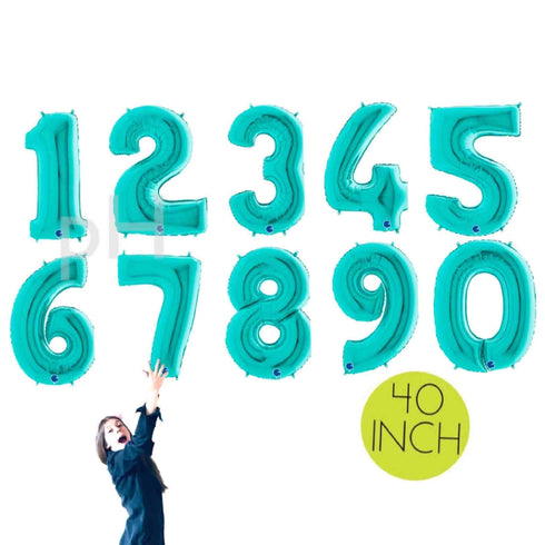 Teal Blue Number 2 Balloons | 40 INCH