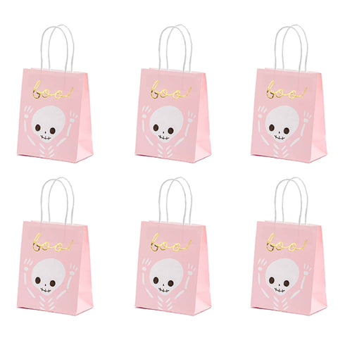 Pink Halloween Skeleton Treat Bags