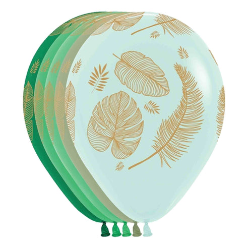 Tropical Leaf Print Latex Balloons | 12 INCH | Pkg 6