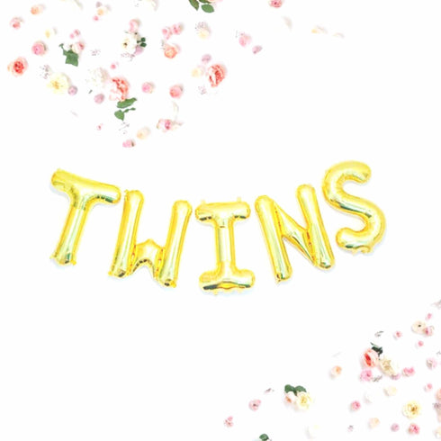 TWINS Letter Balloons | Silver | Gold | Rose Gold | Pink | Blue