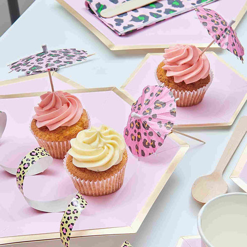 Neon Acid Animal Print Umbrella Cocktail Picks | Package 12