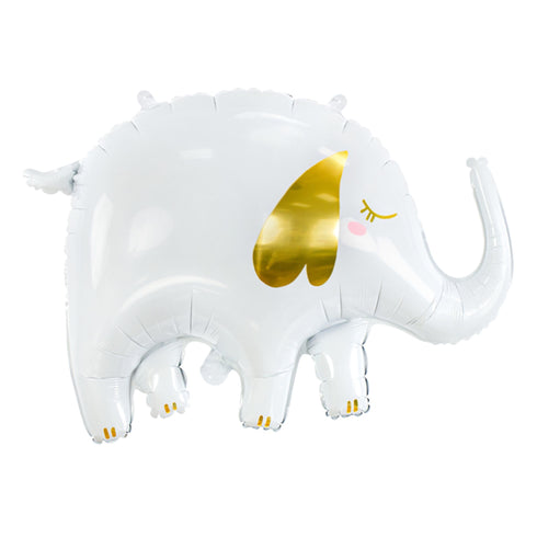 White and Gold Elephant Balloons | 32 INCH