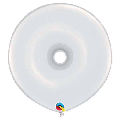 White | 16 INCH | Qualatex Geo Donut Latex Balloons | Package 6