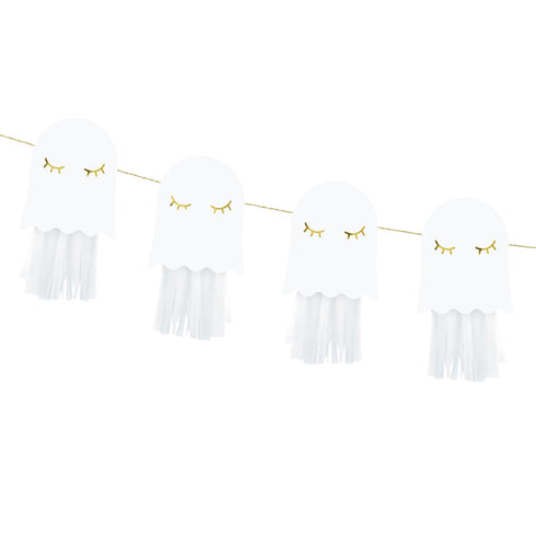 Cute Ghost Paper Hanging Garland | White