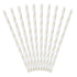 White and Gold Daisy Flower Paper Straws | Set 10