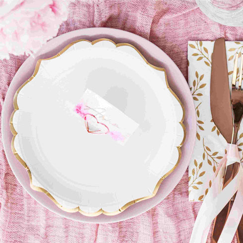 White and Metallic Gold Paper Plates | Package 6