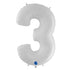 White Number 3 Balloons | 40 INCH
