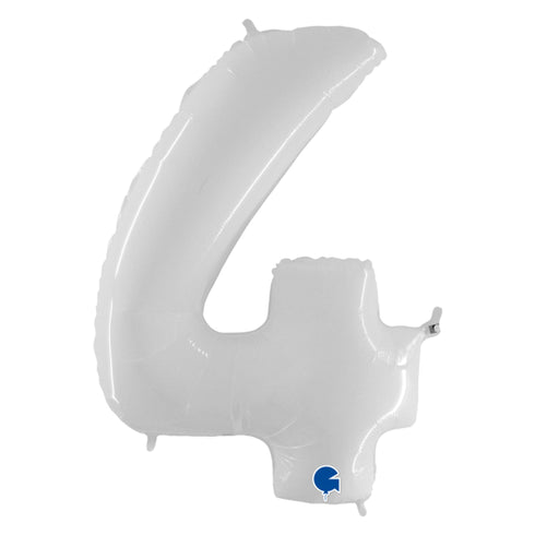 White Number 4 Balloons | 40 INCH