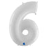 White Number 6 Balloons | 40 INCH