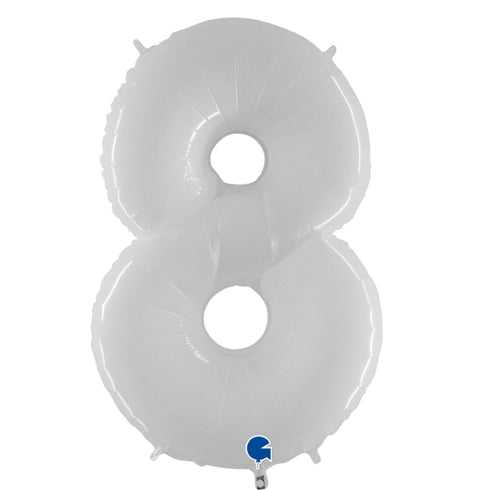 White Number 8 Balloons | 40 INCH