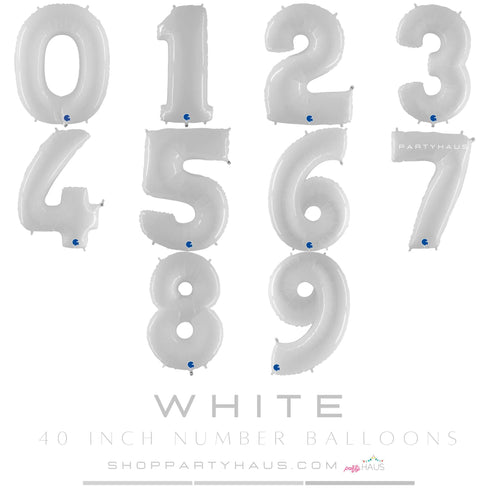 Number Balloons | White | 40 INCH