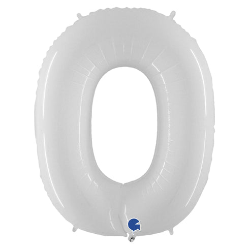 White Number 0 Balloons | 40 INCH