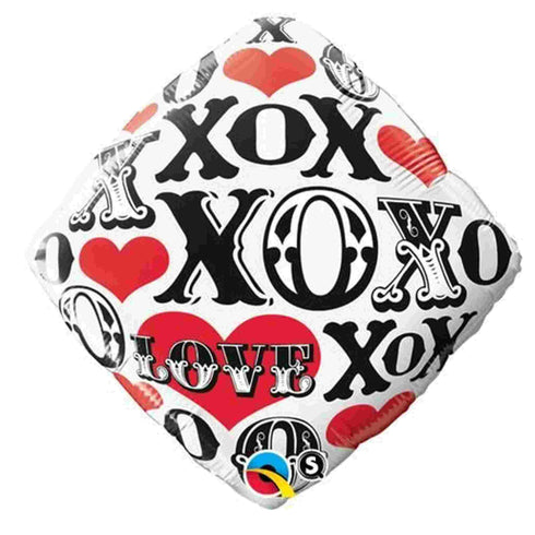 Black White and Red Diamond XO Balloon