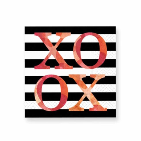 XOXO Striped Cocktail Paper Napkins | Set 16