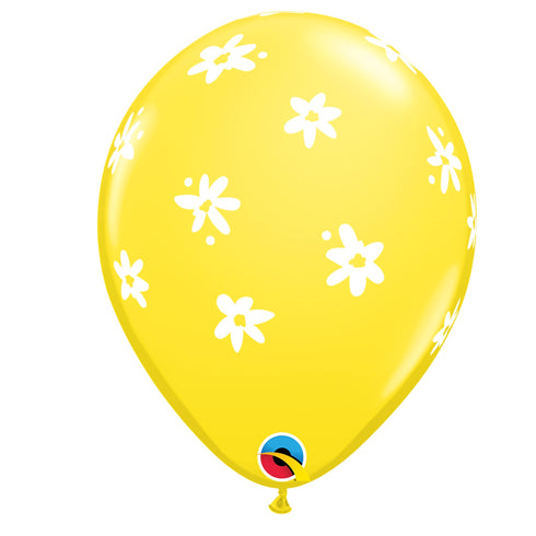 Yellow Spring Daisy Print Latex Balloons | 11 Inch | Set 6