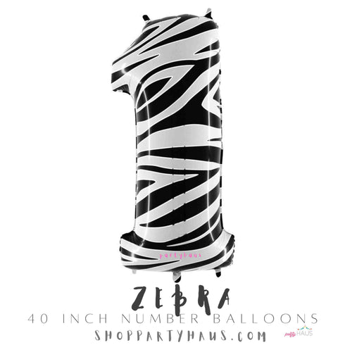 Number 1 Balloons | Zebra Animal Print | 40 INCH