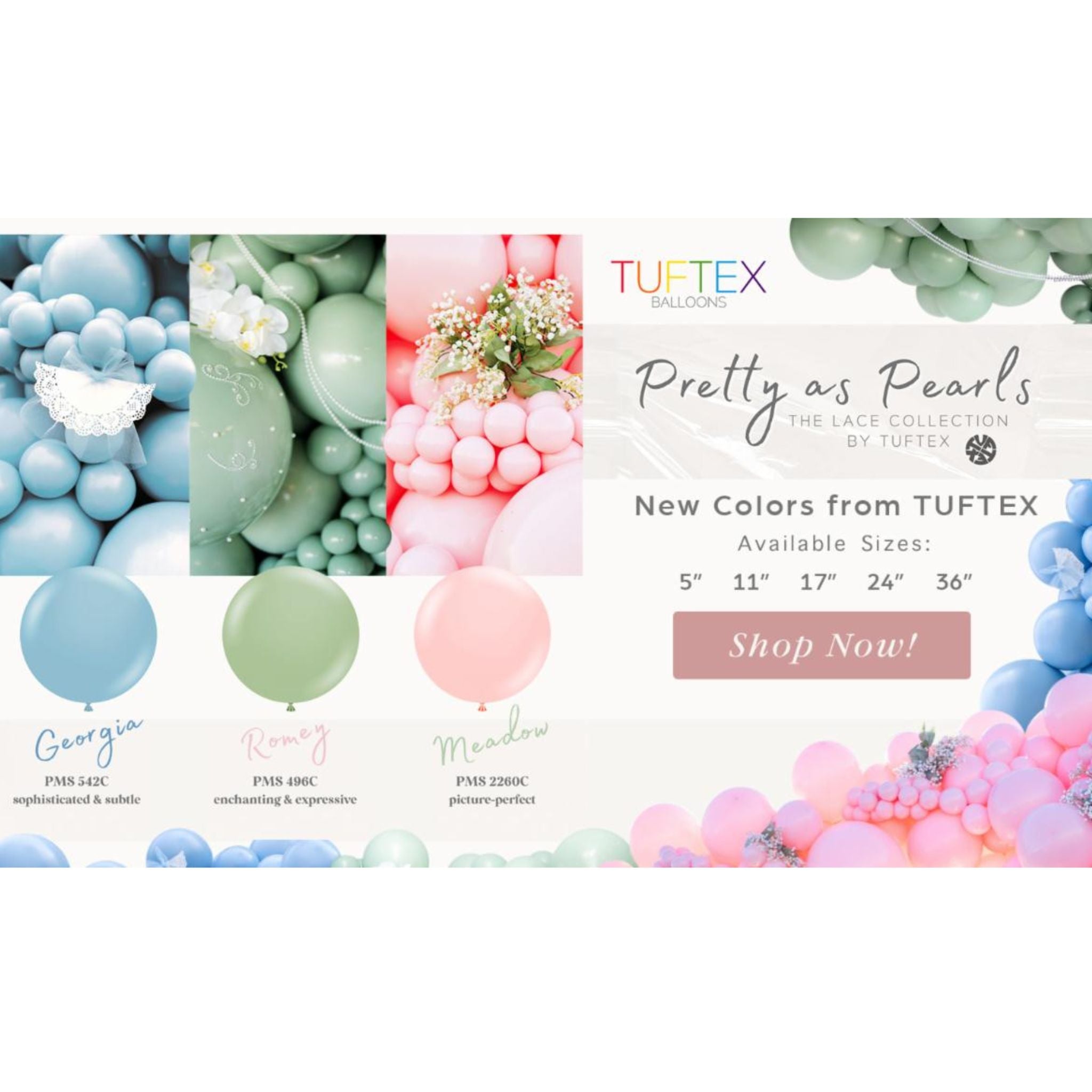 Tuftex Latex Balloons New Lace Pearl Color Collection | partyHAUS
