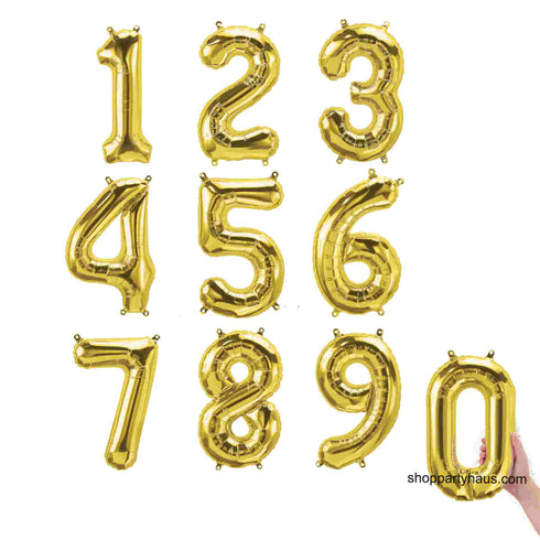 Gold Number Balloons | 16 Inch | partyHAUS