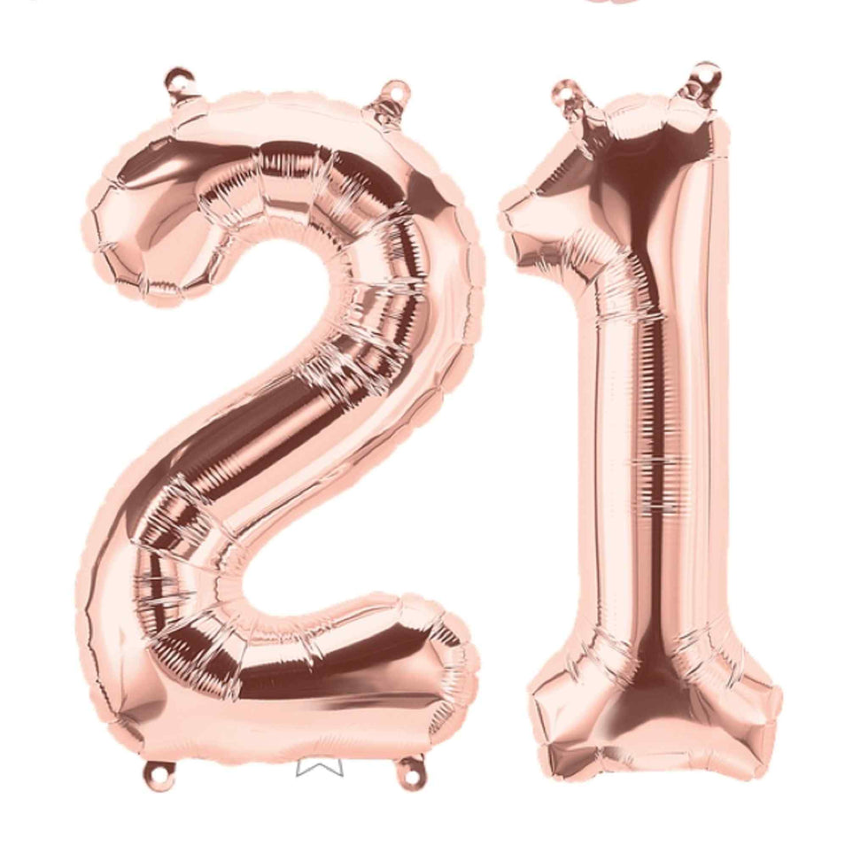 Rainbow Number 21 Rose Gold Number 21 Balloons | 34 INCH β partyHAUS
