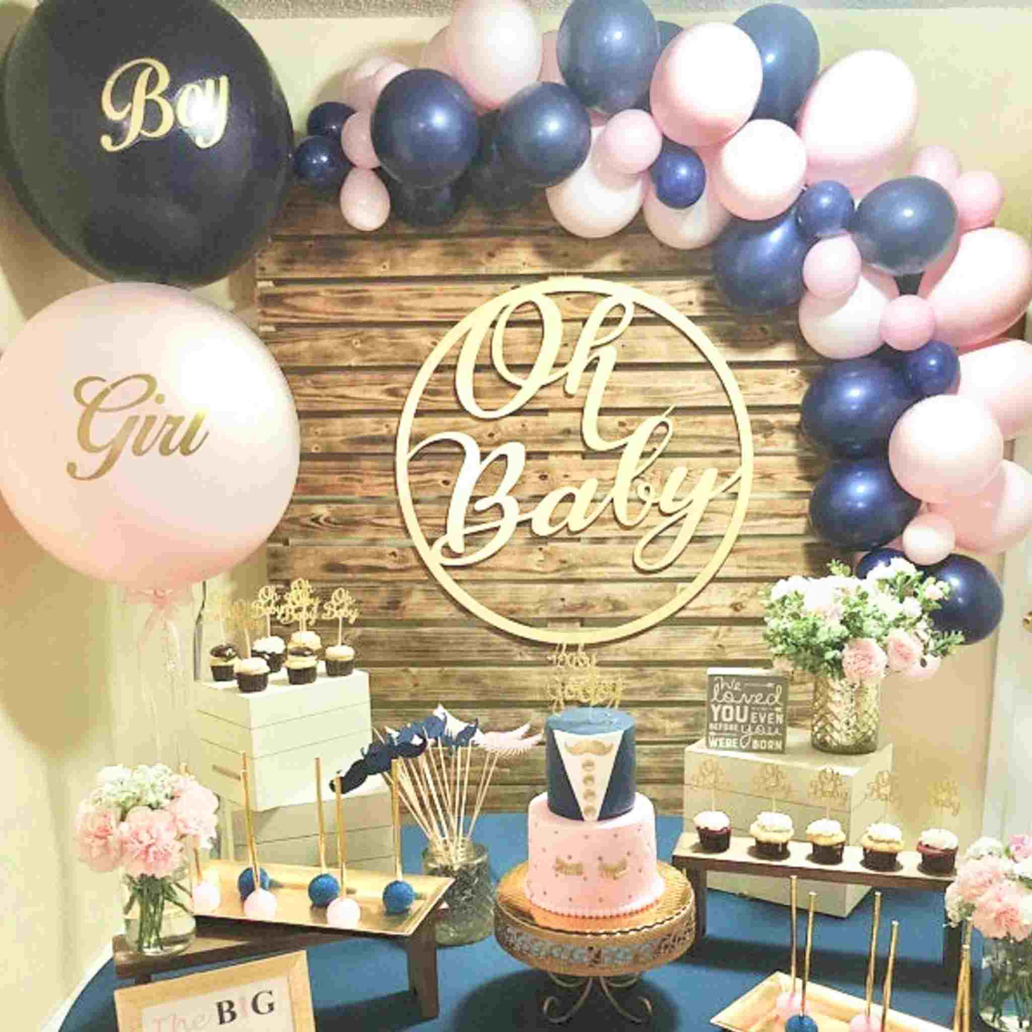 Gender Reveal Decorations,Gender Reveal Party Supplies,Beauty and Beats  Reveal Backdrop Sign for Navy and Blush Baby Shower Party Supplies Beauty  or Beast