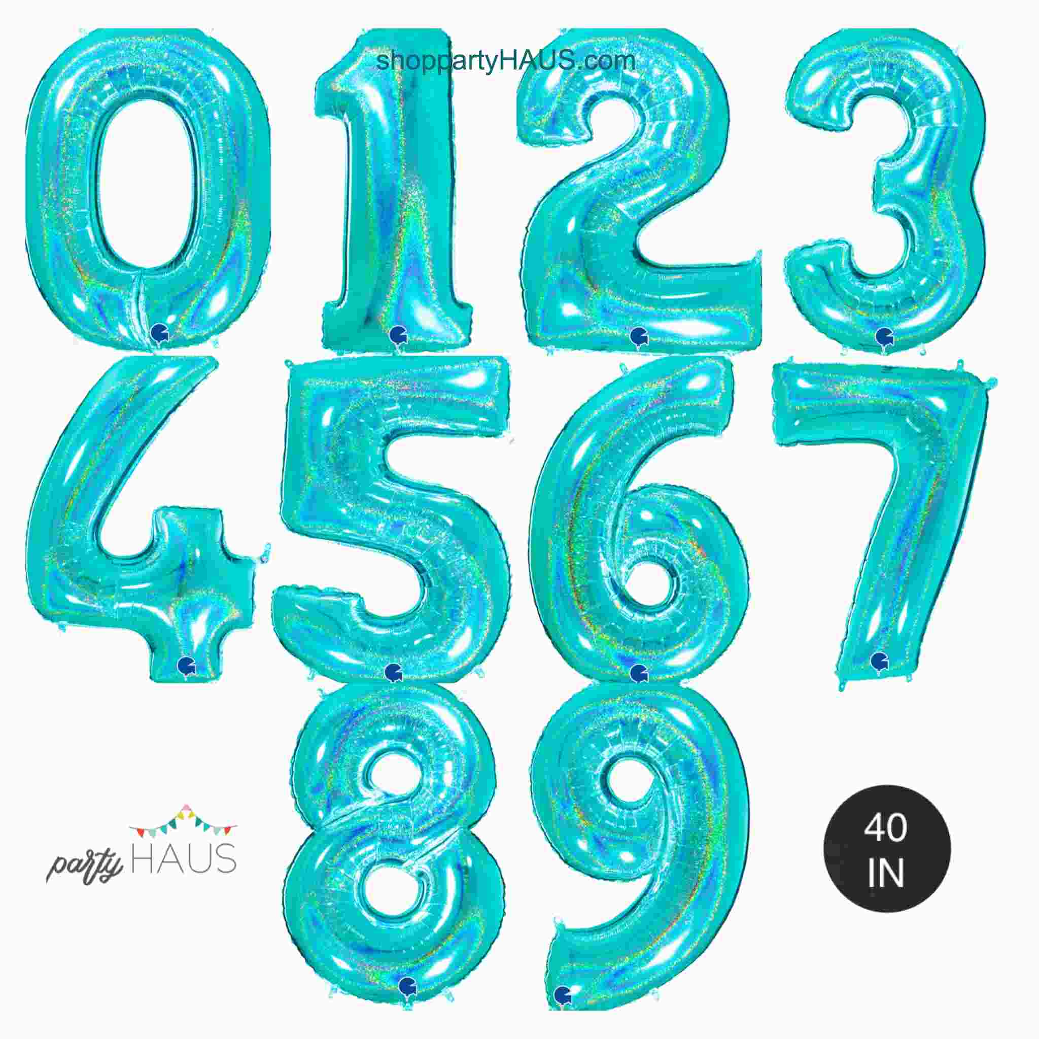 Teal store number balloons