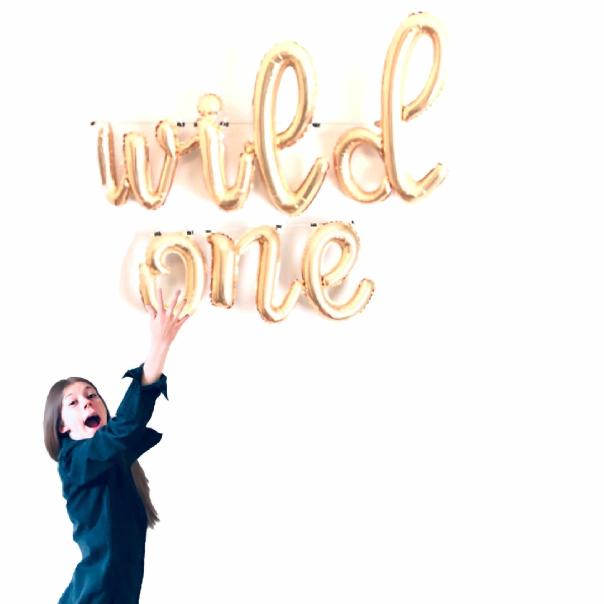 Wild One Gold Script Letter Balloons Cursive, First Birthday Silverjungle  First Birthday Party, Where the Wild Ones Are, Baby Birthday 